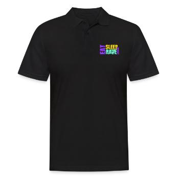 Manger dormir Rave répéter Logo Musique de fête Répéter - Polo Homme - noir - Devant - Kai (181cm)