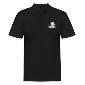 Panda Bear Gift Flowers Panda - Men's Polo Shirt - black - Front - Kai (181cm)
