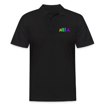 Nein | Nö | Lustig | Lachen | ablehnend - Männer Poloshirt - Schwarz - Vorne - Kai (181cm)