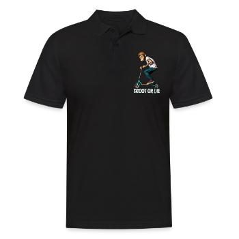 Stunt Scooter Affe macht Tricks - Männer Poloshirt - Schwarz - Vorne - Kai (181cm)