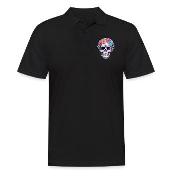 Human Skull & Flowers 31 - Men's Polo Shirt - black - Front - Kai (181cm)