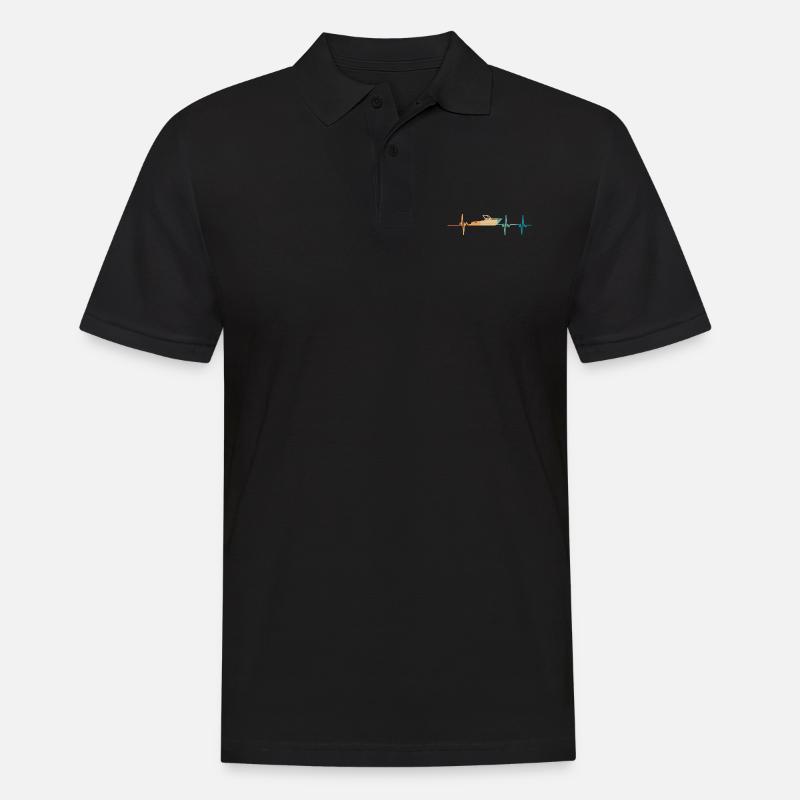 Herzschlagboot - Männer Poloshirt - Schwarz