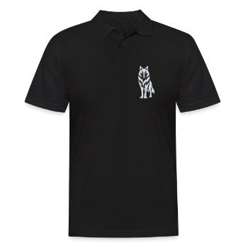 Wolf's Silhouette Contrast Design - Men's Polo Shirt - black - Front - Kai (181cm)