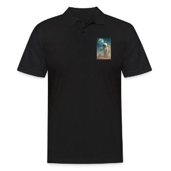 Astronaut Watering Flower Earth Space Art Fantasy - Men's Polo Shirt - black - Front - Kai (181cm)