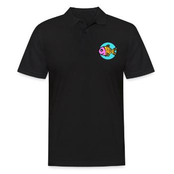 Bunter Comic Fisch - Männer Poloshirt - Schwarz - Vorne - Kai (181cm)