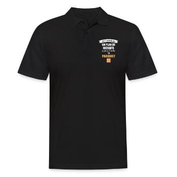 oui plan de retraite t-shirt parqueteur papy - Polo Homme - noir - Devant - Kai (181cm)