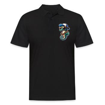 Seepferd Seepferdchen - Männer Poloshirt - Schwarz - Vorne - Kai (181cm)