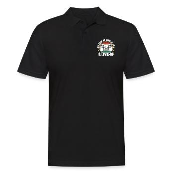 Un Geek Ne Vieillit Pas Il Level UP - Polo Homme - noir - Devant - Kai (181cm)