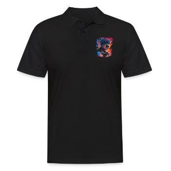 Ghostrider Illustration Moto Synthwave Art - Polo Homme - noir - Devant - Kai (181cm)