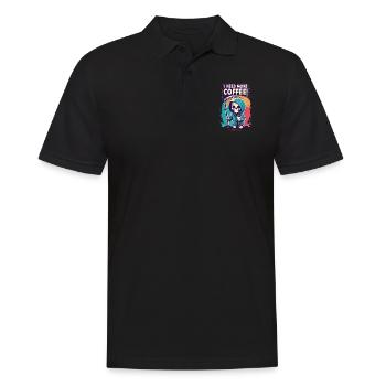 Skeleton Skull I NEED MORE COFFEE Coffee Saying - Men's Polo Shirt - black - Front - Kai (181cm)