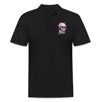Skull Fiction Totenkopf Totenschädel - Männer Poloshirt - Schwarz - Vorne - Kai (181cm)