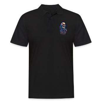 Bunter abstrakter Totenkopf mit Mikrofon - Männer Poloshirt - Schwarz - Vorne - Kai (181cm)