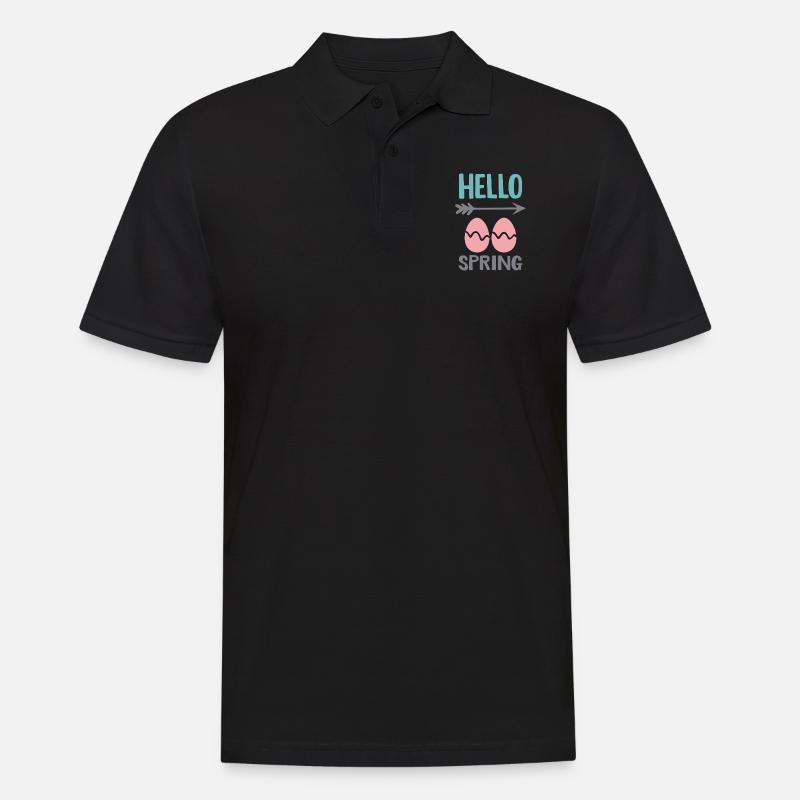 Hello Spring Frühlingsdesign mit Ostereiern - Männer Poloshirt - Schwarz