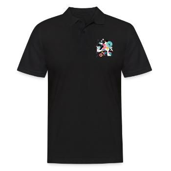 Abstraktes Design - Männer Poloshirt - Schwarz - Vorne - Kai (181cm)