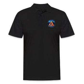 Camping, Zelt und Lagerfeuer - Männer Poloshirt - Schwarz - Vorne - Kai (181cm)