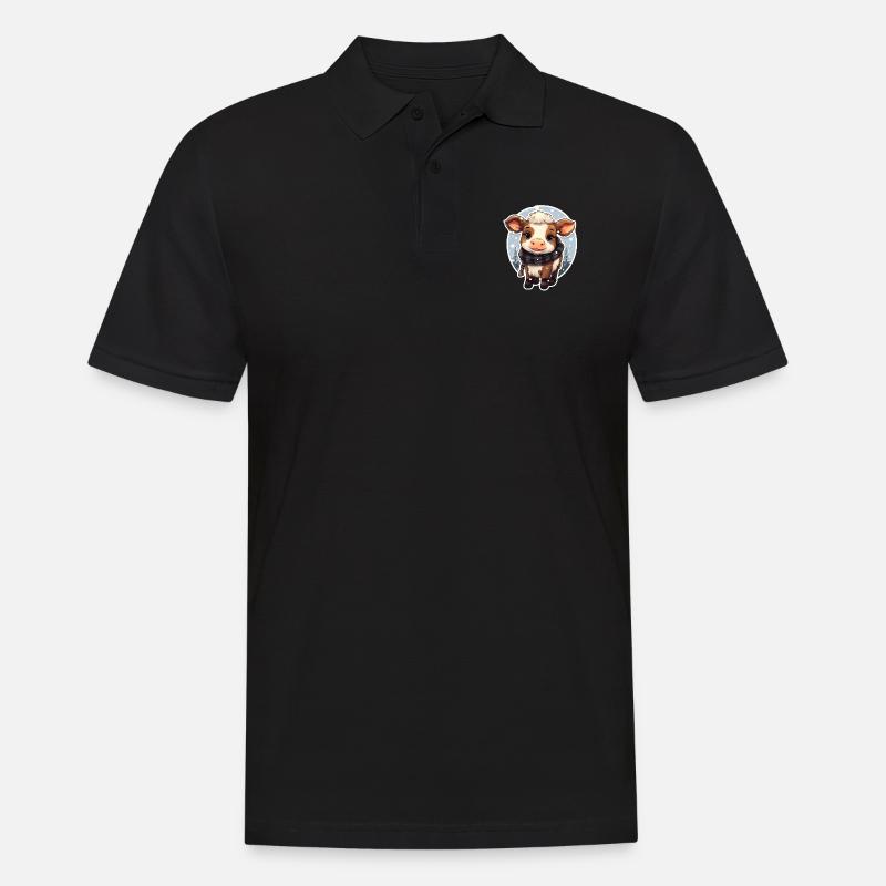 Kälbchen im Winter mit Schal - Männer Poloshirt - Schwarz