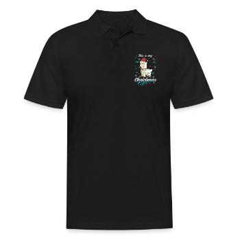 Lama Pyjama Weihnachten Schlafen - Männer Poloshirt - Schwarz - Vorne - Kai (181cm)