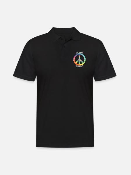 Vær altid venlig Farverig batik fred symbol - Herre poloshirt - sort