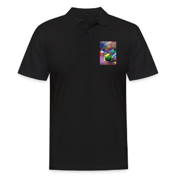 Grüner Origami-Frosch - Männer Poloshirt - Schwarz - Vorne - Kai (181cm)