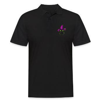 Chat noir mignon avec chapeau de sorcière pour Halloween - Polo Homme - noir - Devant - Kai (181cm)