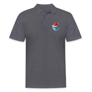 Skull with blue Flame and Santa Hat Christmas - Männer Poloshirt - Anthrazit - Vorne - Nico (186cm)