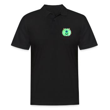 Fluffy Green One Eyed Monster With Horns Halloween - Men's Polo Shirt - black - Front - Kai (181cm)