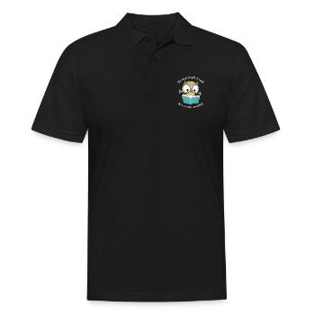 Hibou lisant un livre. Vous aimez les livres - Polo Homme - noir - Devant - Kai (181cm)