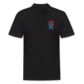 Star Spangled Stud - Patriotischer Look Mit - Männer Poloshirt - Schwarz - Vorne - Kai (181cm)