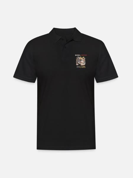 Livres, café et chats - Journée parfaite pour - Polo Homme - noir