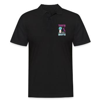 Toys Before Boys Lustiger Spruch - Männer Poloshirt - Schwarz - Vorne - Kai (181cm)