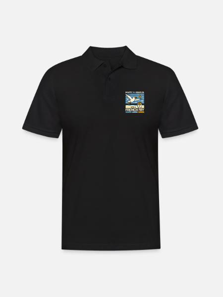 Glücklich wie eine Möwe mit einer Pommes frites - Männer Poloshirt - Schwarz