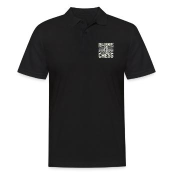 Echte Gamer spielen Schach - Männer Poloshirt - Schwarz - Vorne - Kai (181cm)