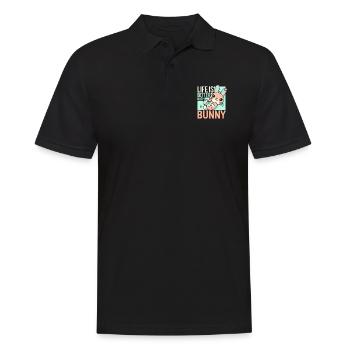 Das Leben ist besser mit einem Hasen - Männer Poloshirt - Schwarz - Vorne - Kai (181cm)