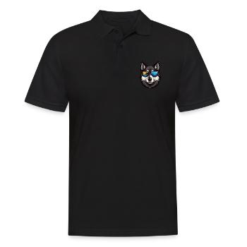 Husky Chien Tête Portrait Cool - Polo Homme - noir - Devant - Kai (181cm)