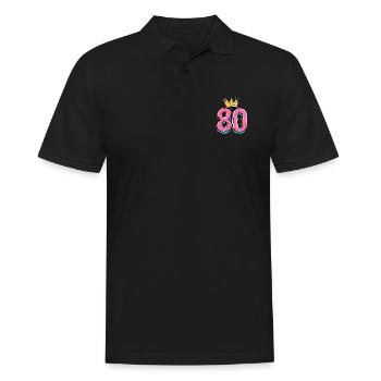 80 Zahl Trikot Krone - Männer Poloshirt - Schwarz - Vorne - Kai (181cm)