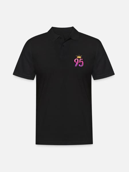95 Numéro Jersey Couronne - Polo Homme - noir