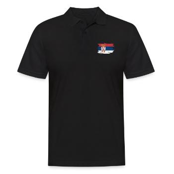 Serbien Flagge für stolze Deutsch-Serben - Männer Poloshirt - Schwarz - Vorne - Kai (181cm)