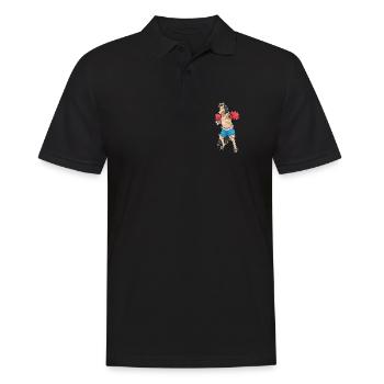 Pferd Boxer Boxhandschuhe Boxen - Männer Poloshirt - Schwarz - Vorne - Kai (181cm)