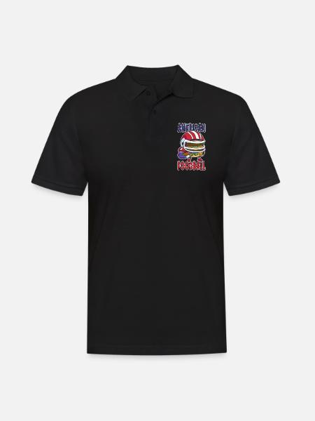 American Football Burger Spieler Cartoon Fan - Männer Poloshirt - Schwarz