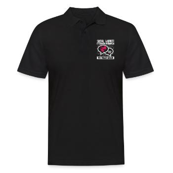 School Social Work Month Heart - Men's Polo Shirt - black - Front - Kai (181cm)