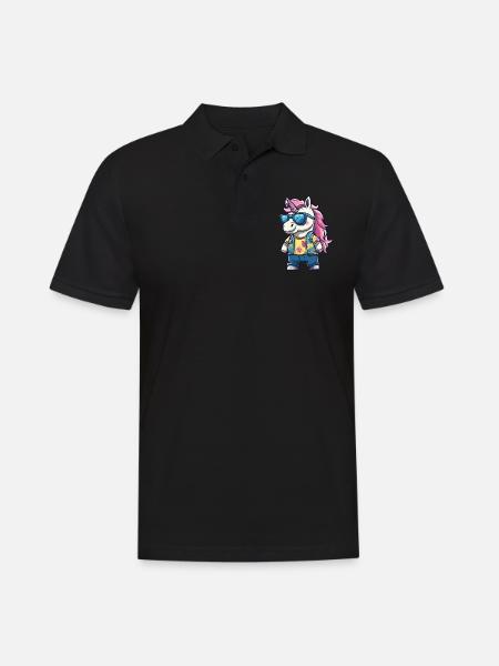 Einhorn Lustig Sommer - Männer Poloshirt - Schwarz