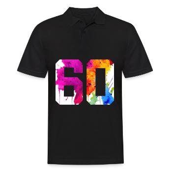 NUMMER 60 JAHRE ALT 60. GEBURTSTAG - Männer Poloshirt - Schwarz - Vorne - Kai (181cm)