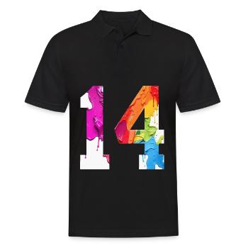 FARBIG NUMMER 14 BUNT 14. GEBURTSTAG - Männer Poloshirt - Schwarz - Vorne - Kai (181cm)