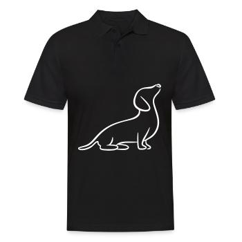 Dachshund, Dackel, Teckel, Rauhaardackel Line Art - Männer Poloshirt - Schwarz - Vorne - Kai (181cm)