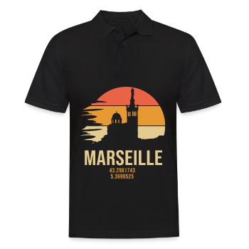 Marseille 13 marseillais marseille - Polo Homme - noir - Devant - Kai (181cm)