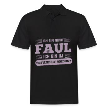 Nicht faul im Standby-Modus Spruch - Männer Poloshirt - Schwarz - Vorne - Kai (181cm)