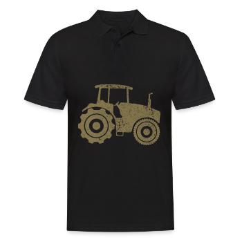 Tractor Silhouette Farmer Grunge Design - Men's Polo Shirt - black - Front - Kai (181cm)