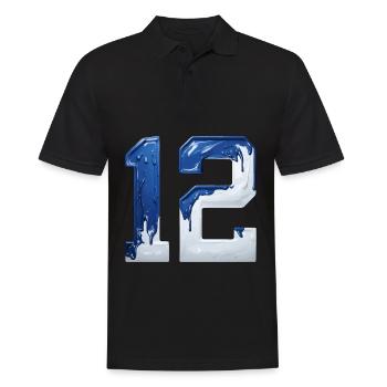 NR. 12 NUMMER 12 BLAU WEIß 12. GEBURTSTAG - Männer Poloshirt - Schwarz - Vorne - Kai (181cm)