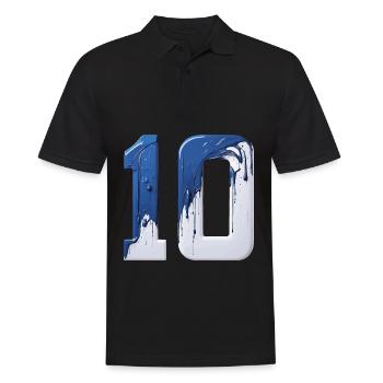 NR. 10 NUMMER 10 BLAU WEIß 10. GEBURTSTAG - Männer Poloshirt - Schwarz - Vorne - Kai (181cm)