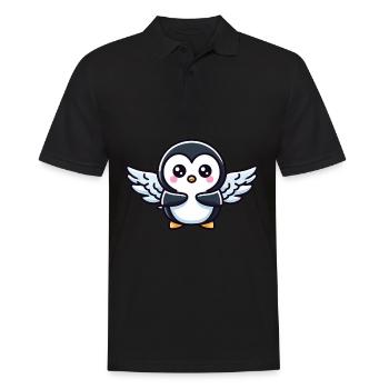 Himmlischer Pinguin Flügelschlag im Eiskalten - Männer Poloshirt - Schwarz - Vorne - Kai (181cm)